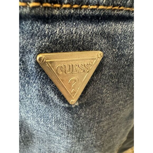 Vtg GUESS JEANS Denim Mini Dress Button Down Bib Overall Front Skater XL Y2K - Picture 4 of 6